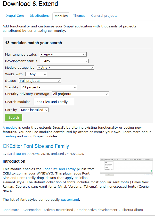 Drupal Font Size and Family